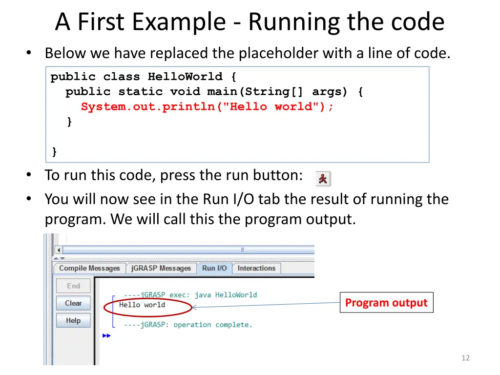 a first example running the code below we have