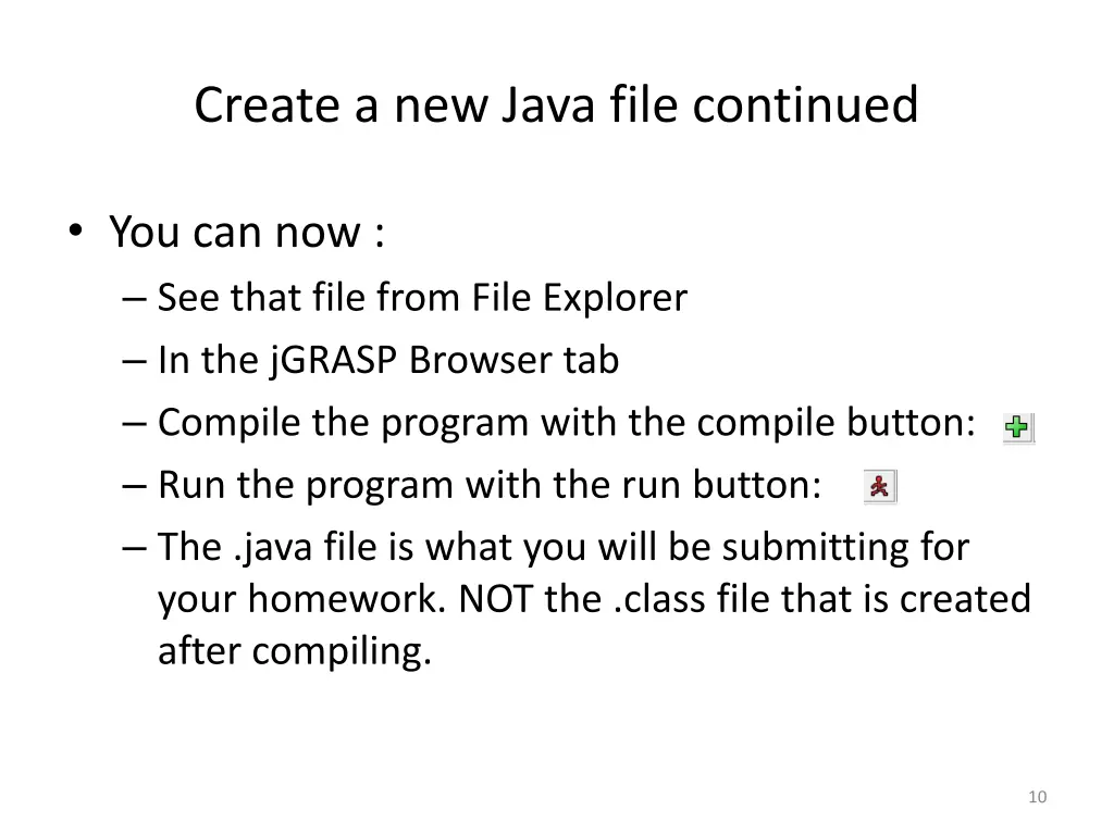 create a new java file continued 1