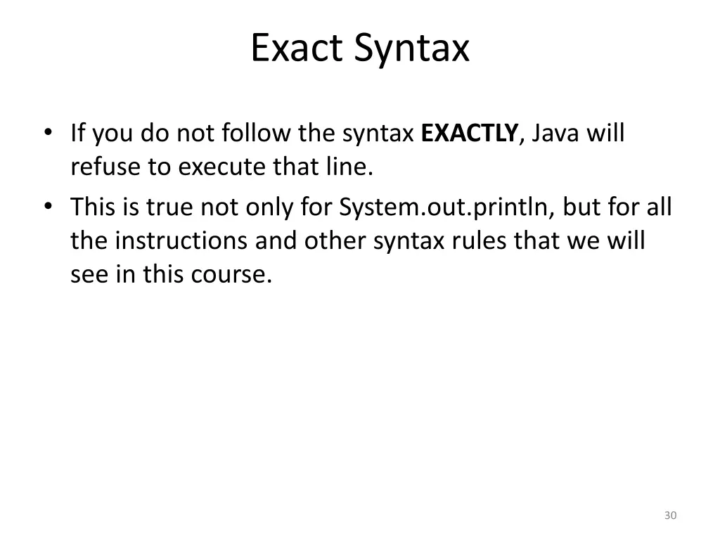 exact syntax