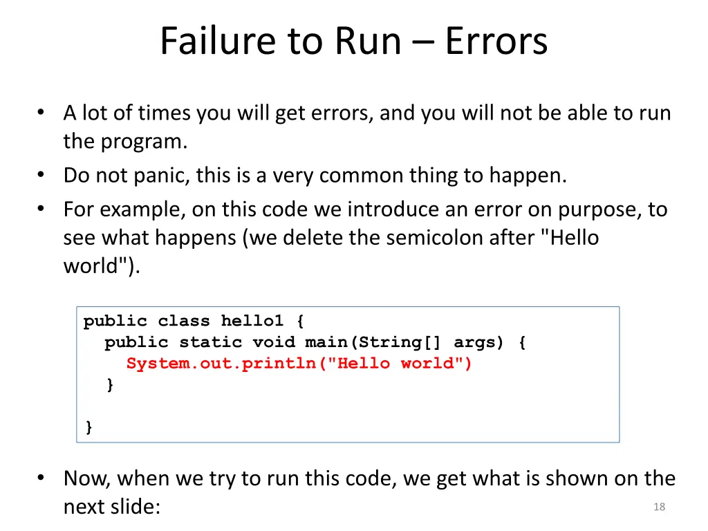 failure to run errors