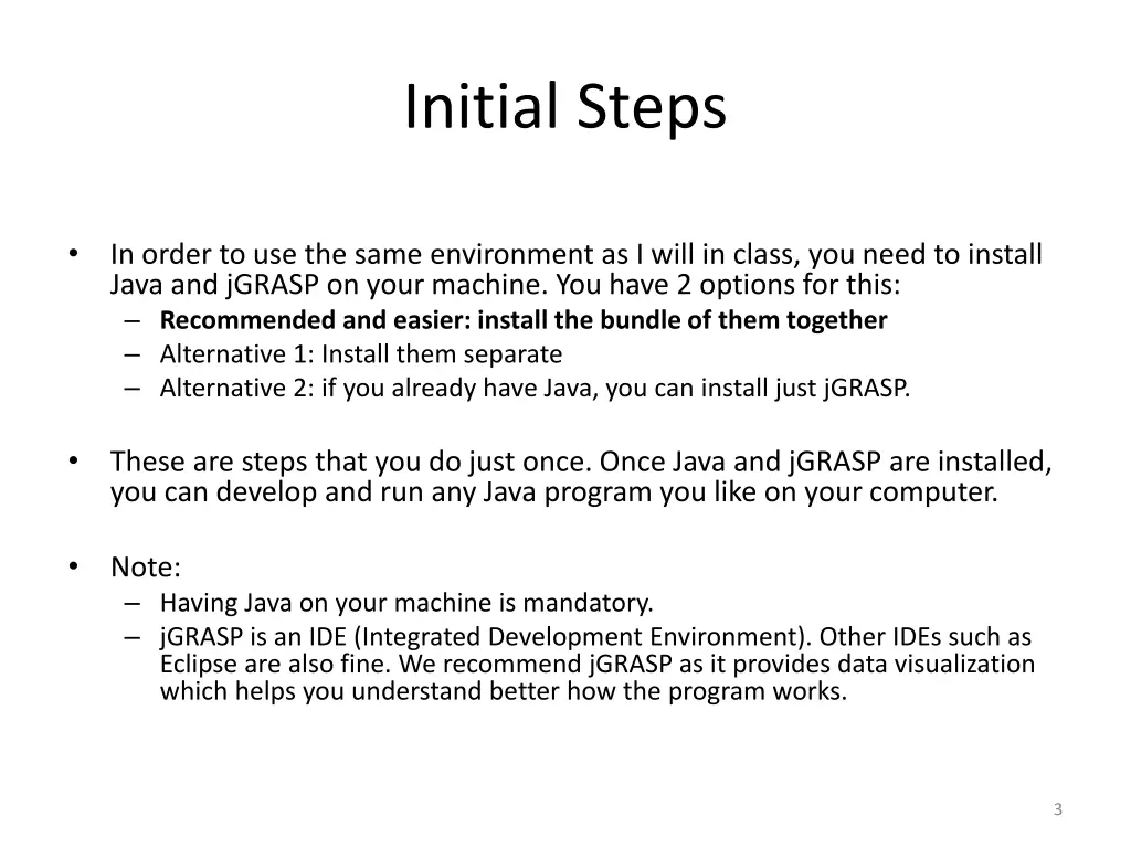 initial steps