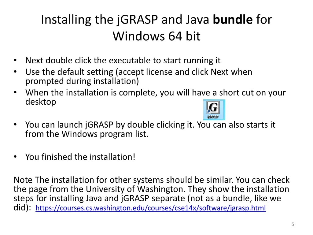 installing the jgrasp and java bundle for windows 1