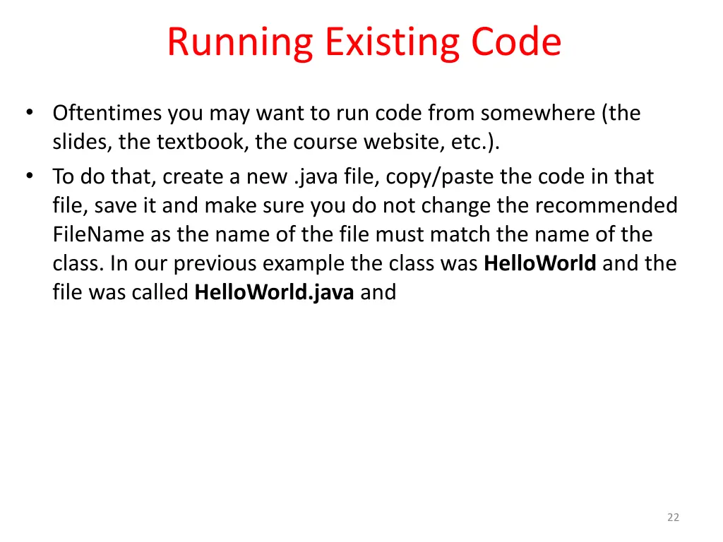 running existing code