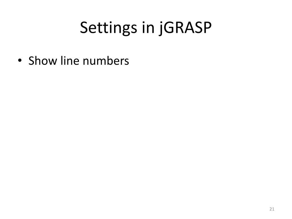 settings in jgrasp