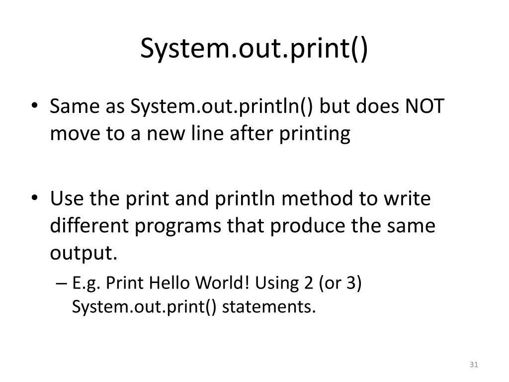 system out print