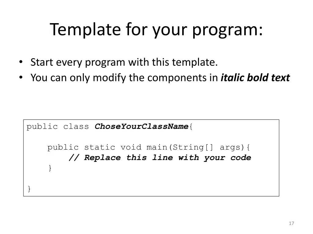 template for your program