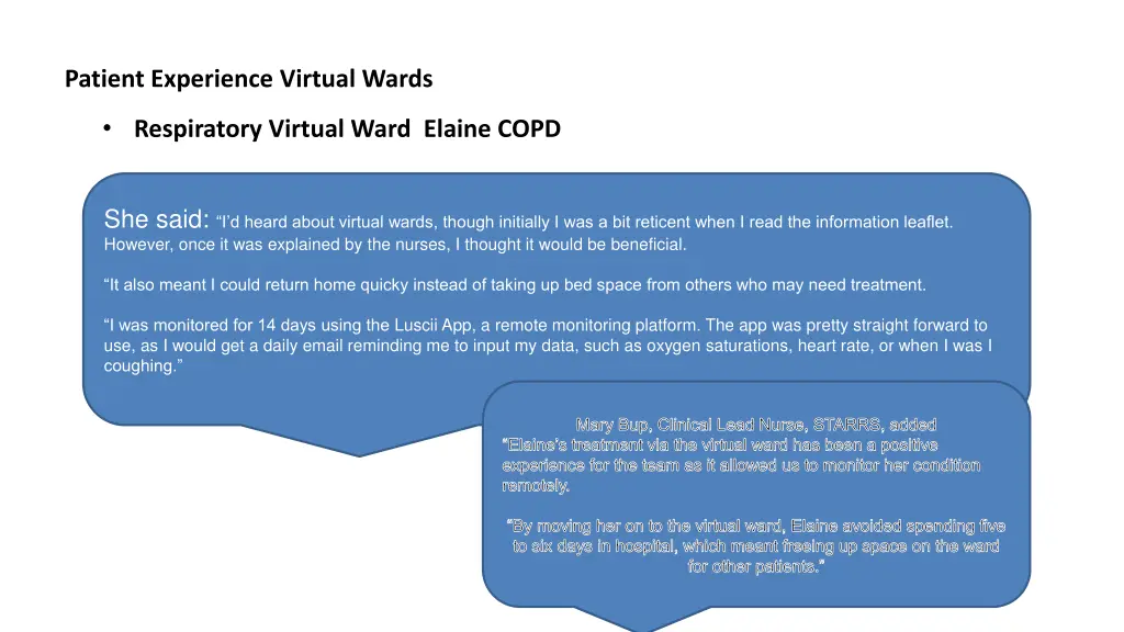 patient experience virtual wards