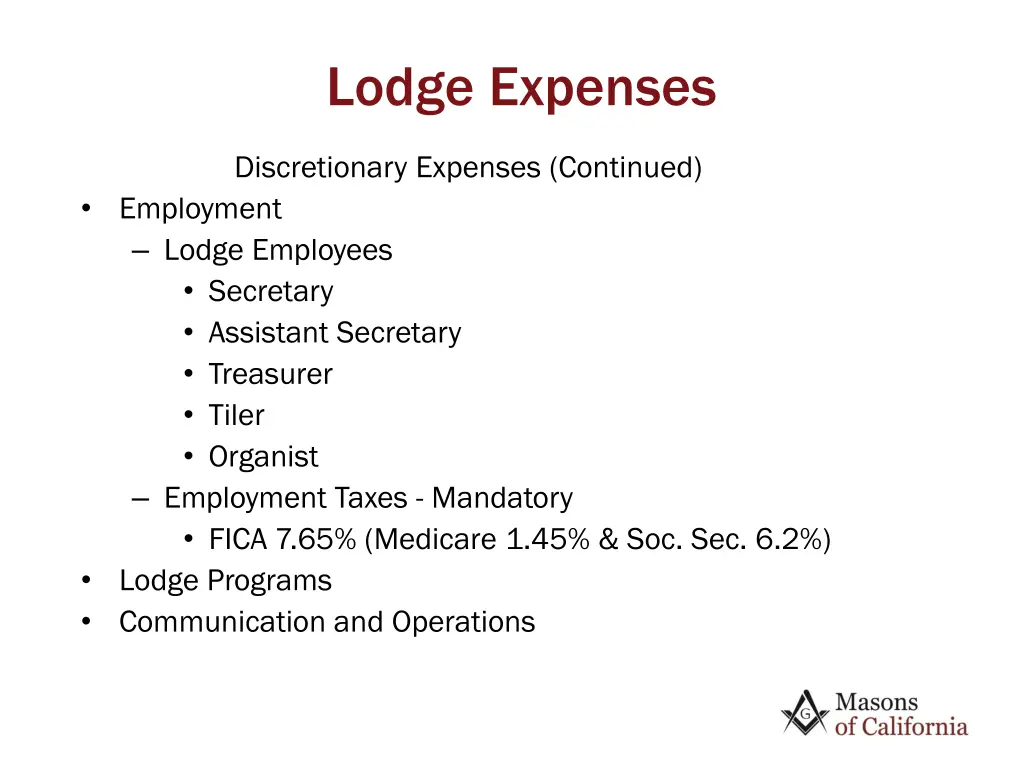 lodge expenses 2