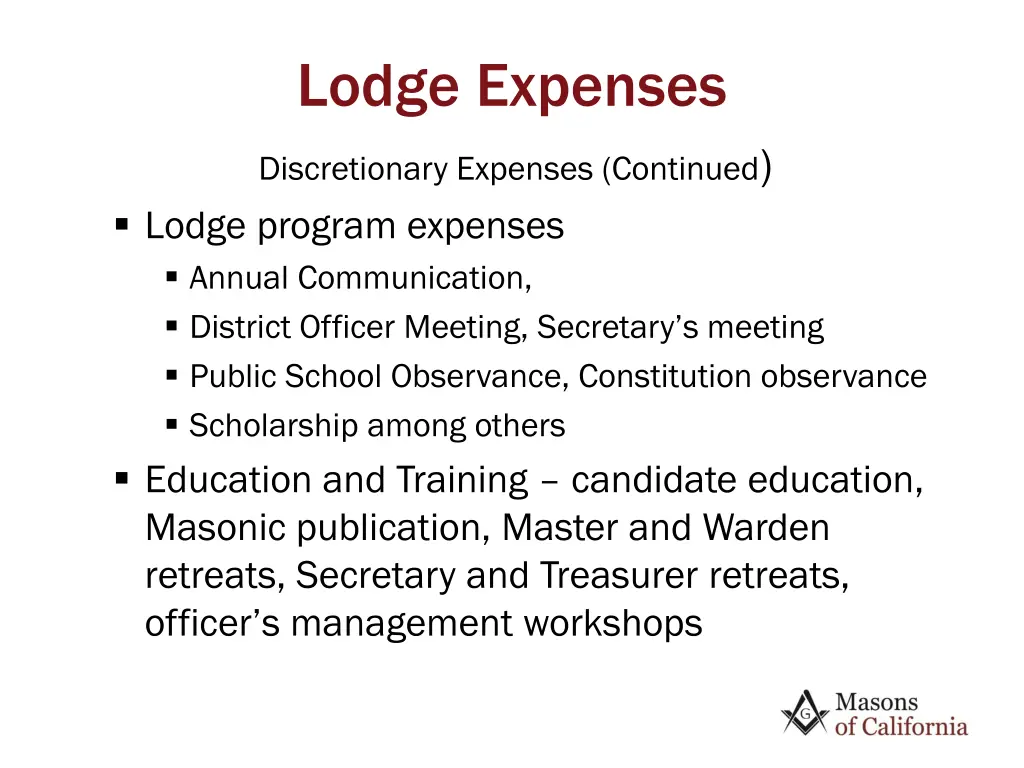lodge expenses 5