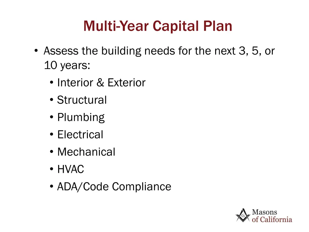 multi year capital plan