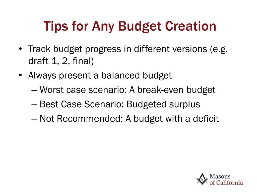 tips for any budget creation 1