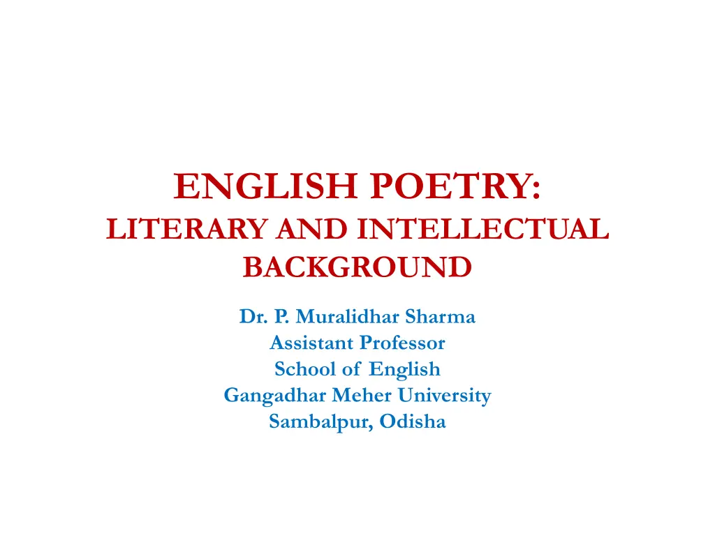 english poetry literary and intellectual