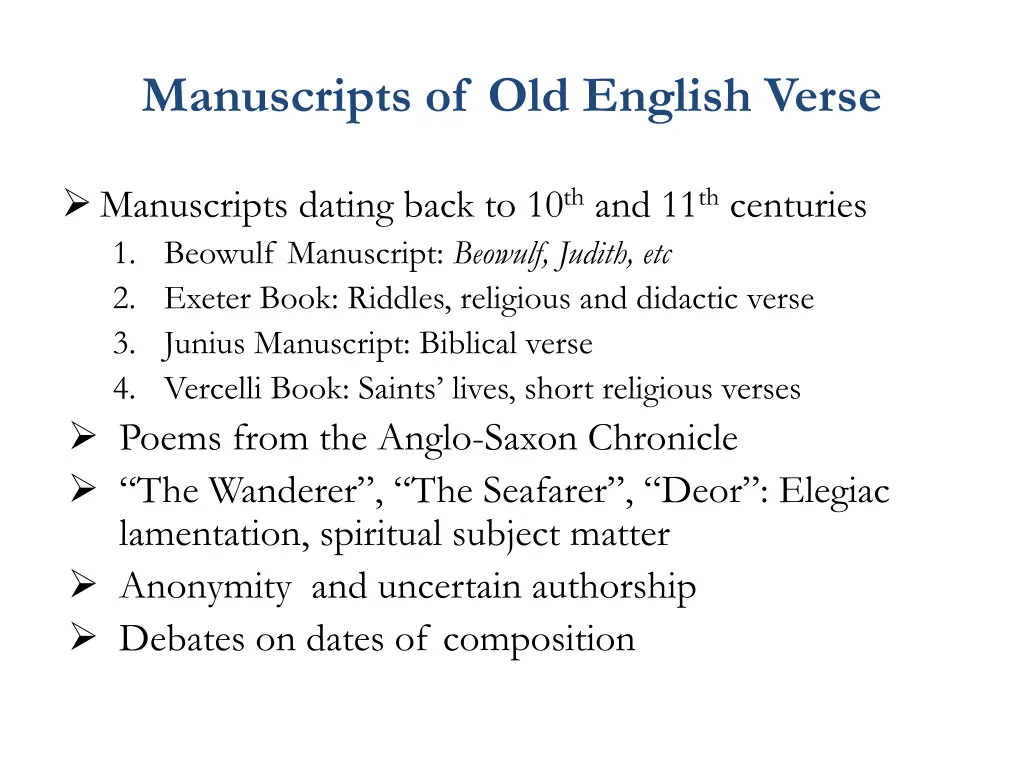 manuscripts of old english verse