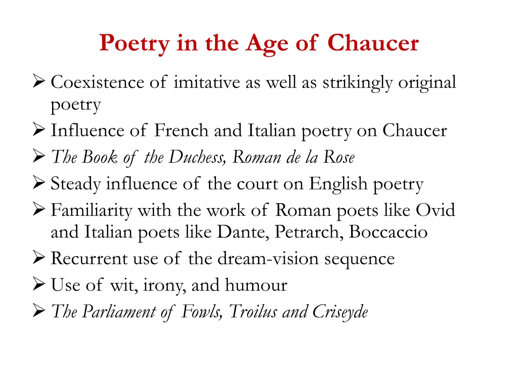 poetry in the age of chaucer