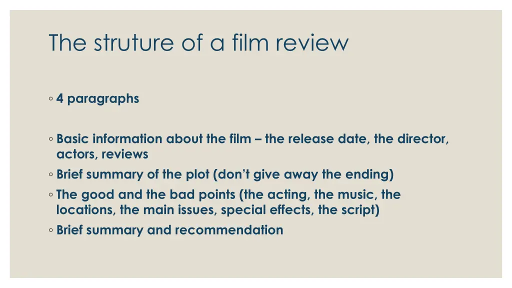the struture of a film review