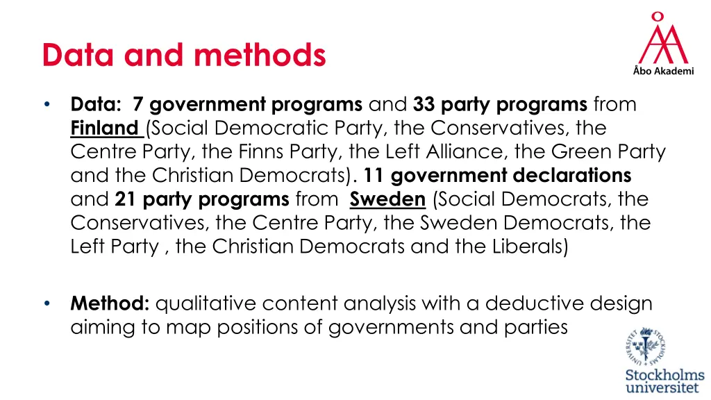 data and methods
