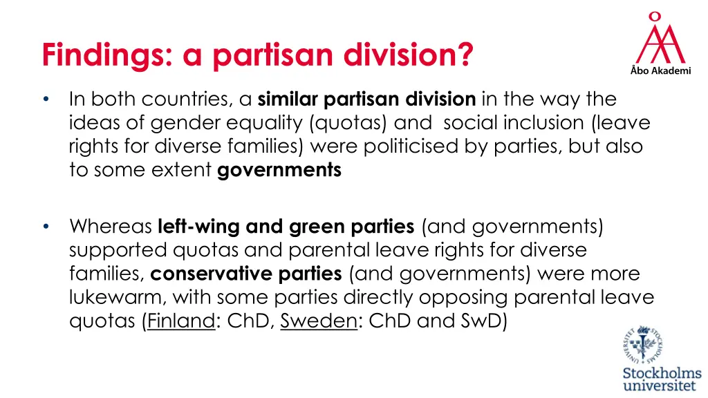 findings a partisan division