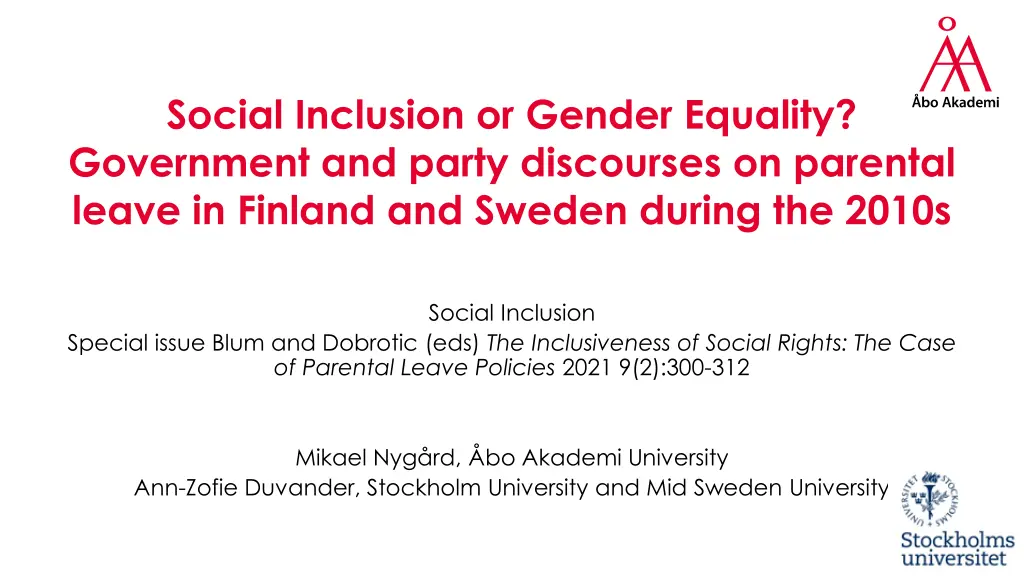 social inclusion or gender equality government