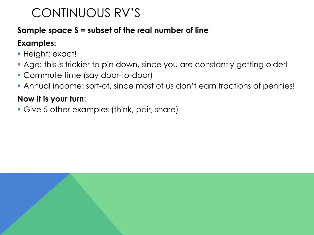 continuous rv s