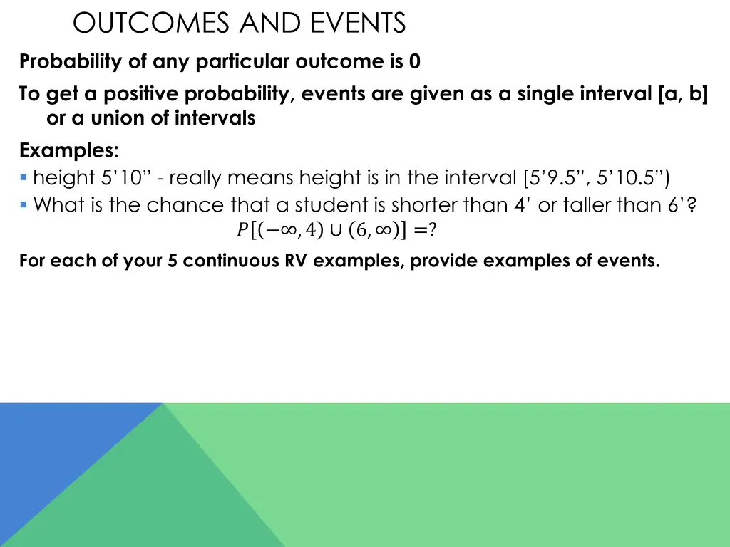 outcomes and events probability of any particular