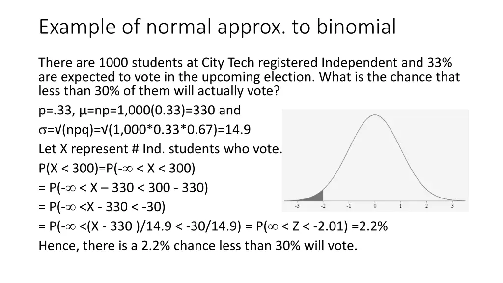 example of normal approx to binomial