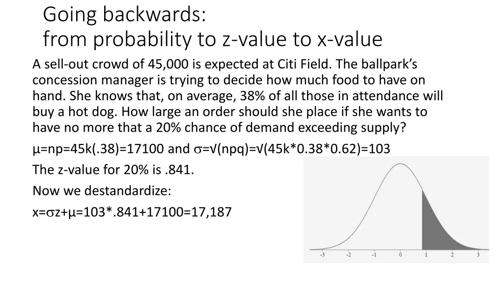 going backwards from probability to z value