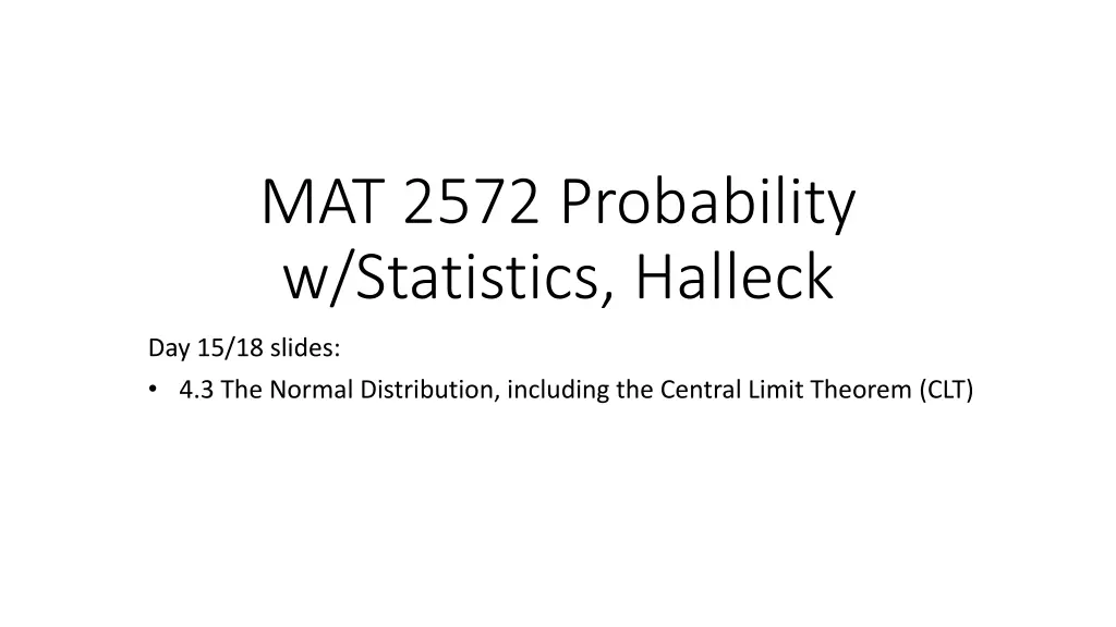 mat 2572 probability w statistics halleck