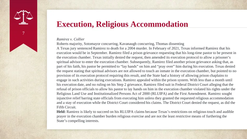 execution religious accommodation