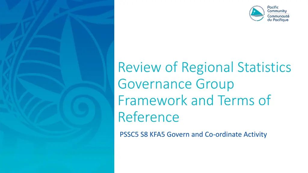 review of regional statistics governance group