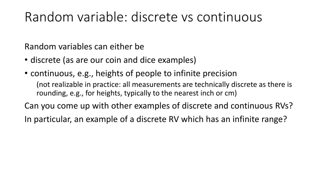 random variable discrete vs continuous