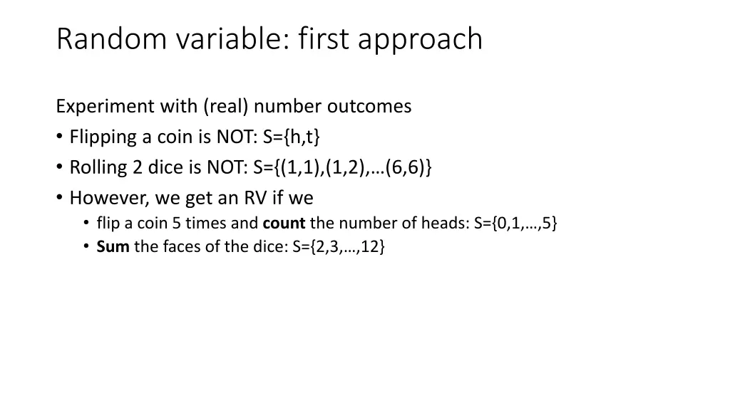 random variable first approach