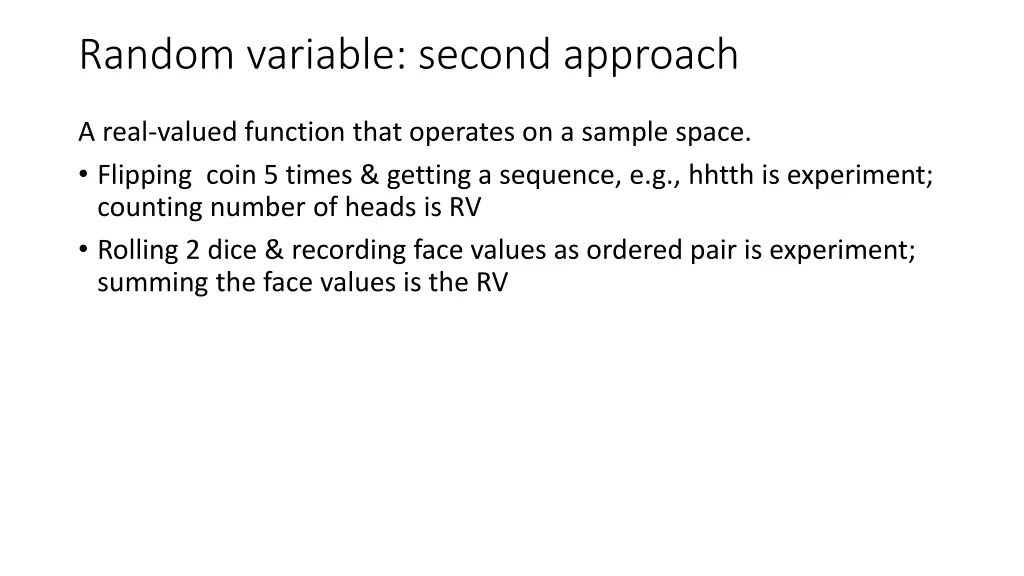 random variable second approach