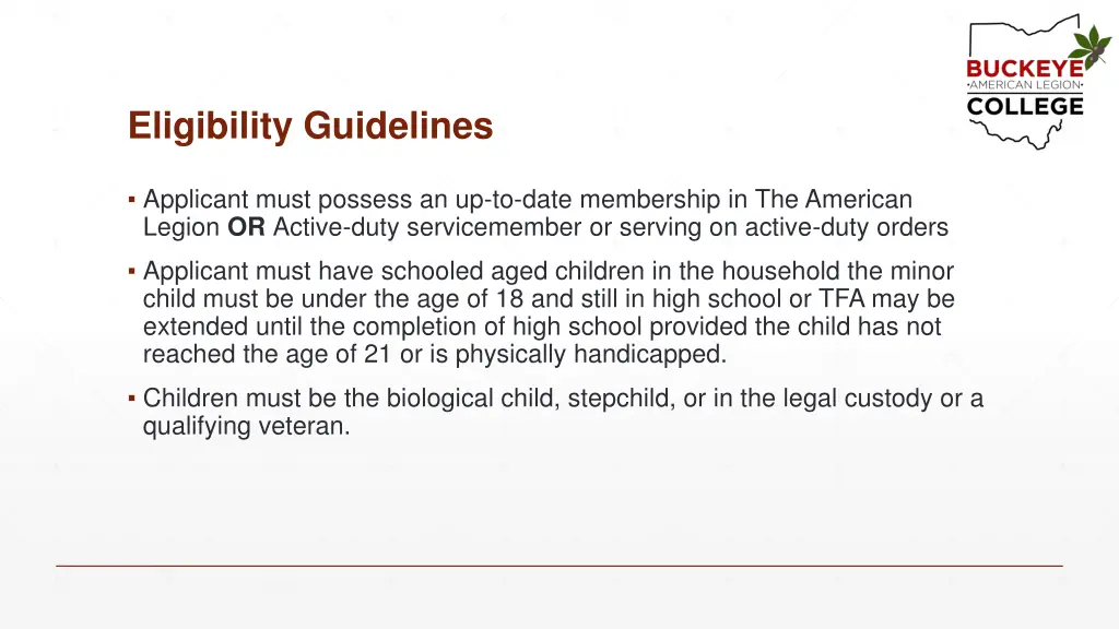 eligibility guidelines