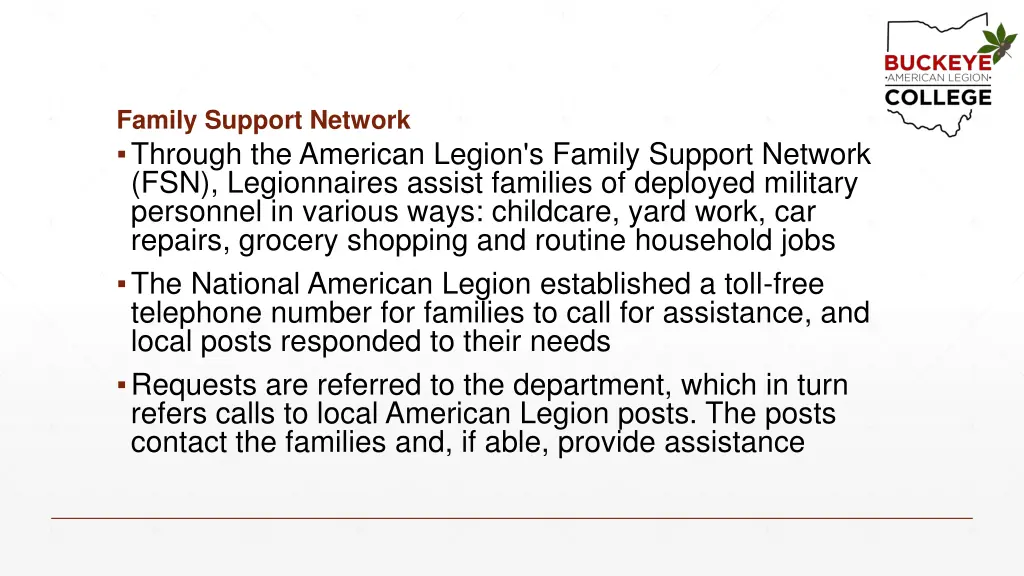 family support network through the american