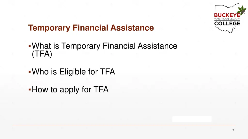 temporary financial assistance