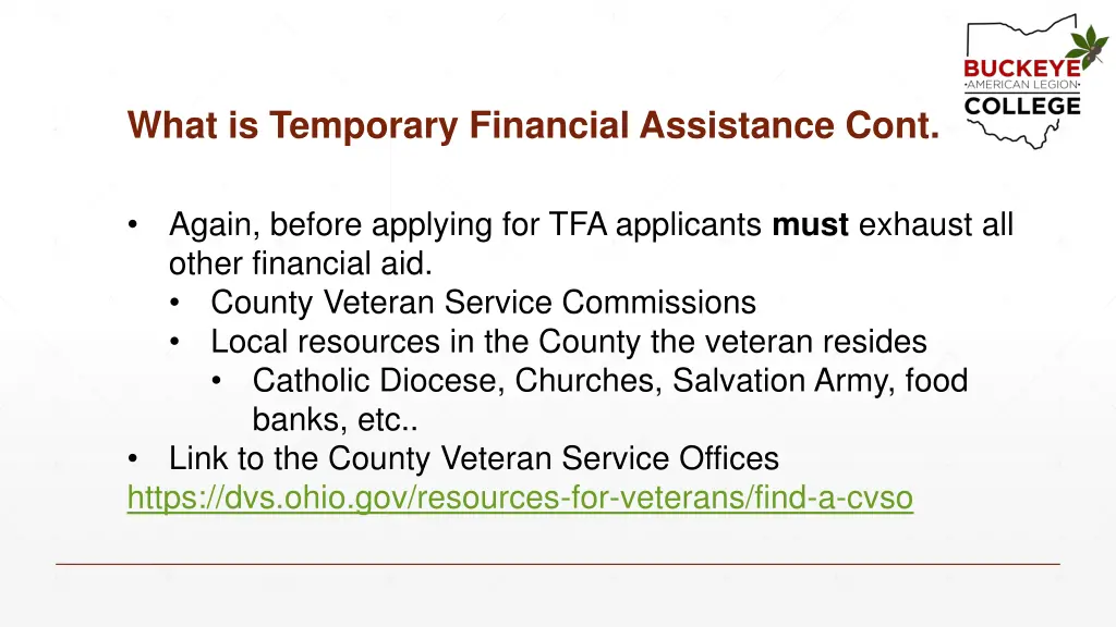what is temporary financial assistance cont