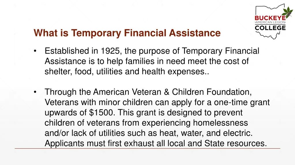 what is temporary financial assistance