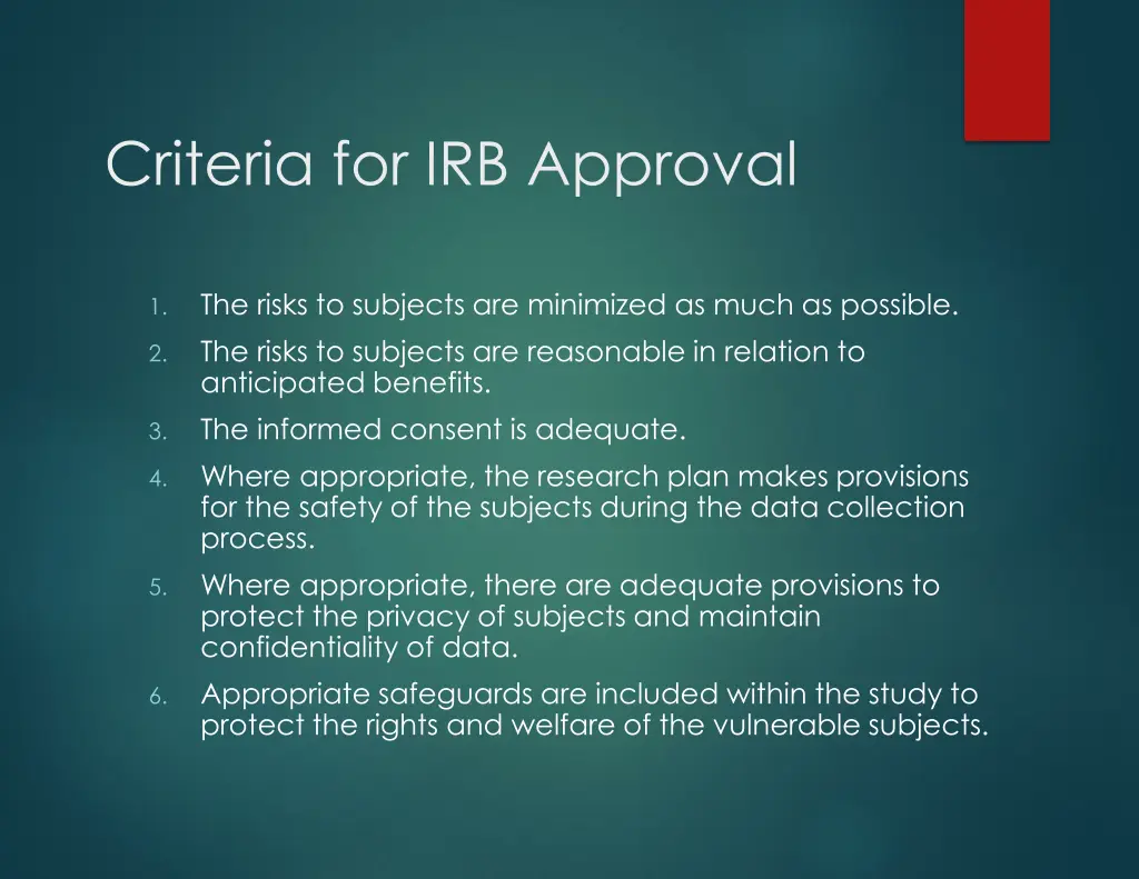 criteria for irb approval