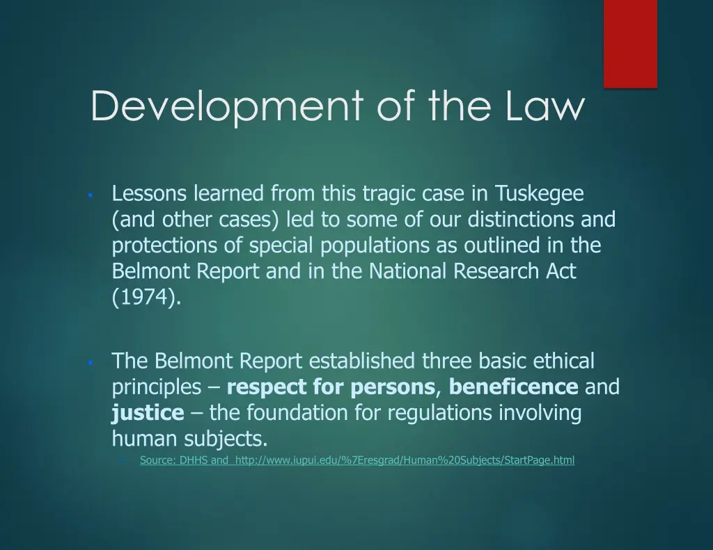 development of the law