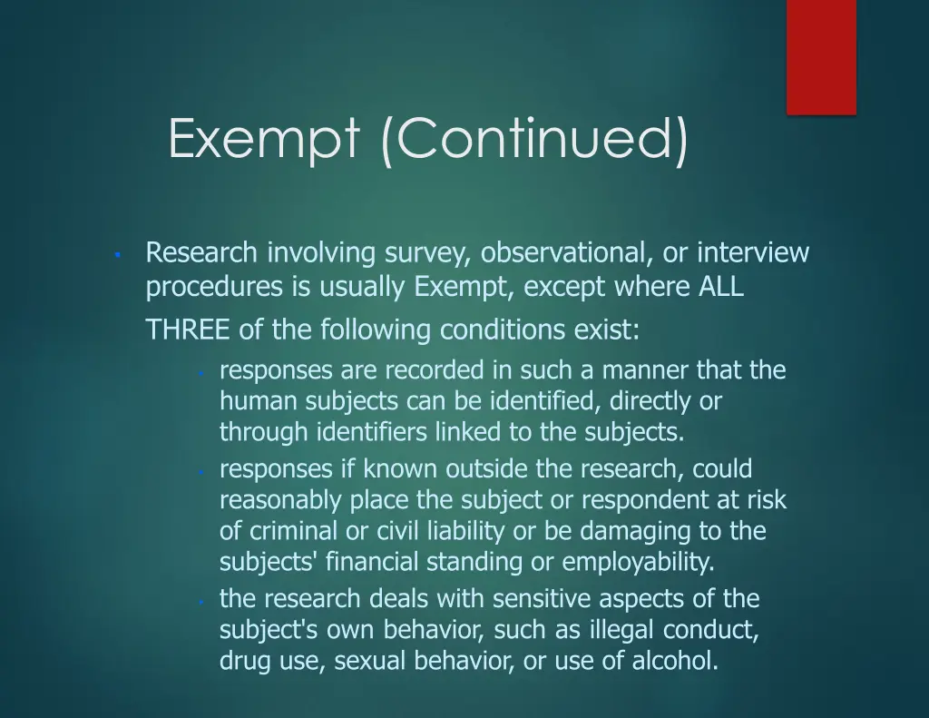 exempt continued 1