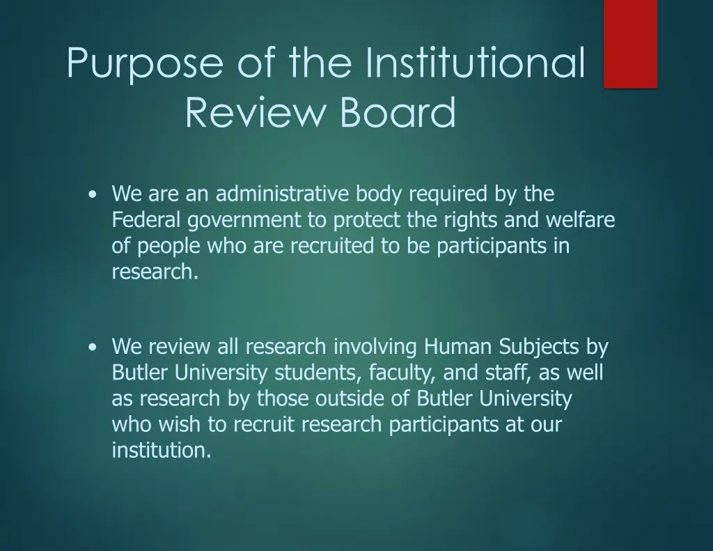 purpose of the institutional review board