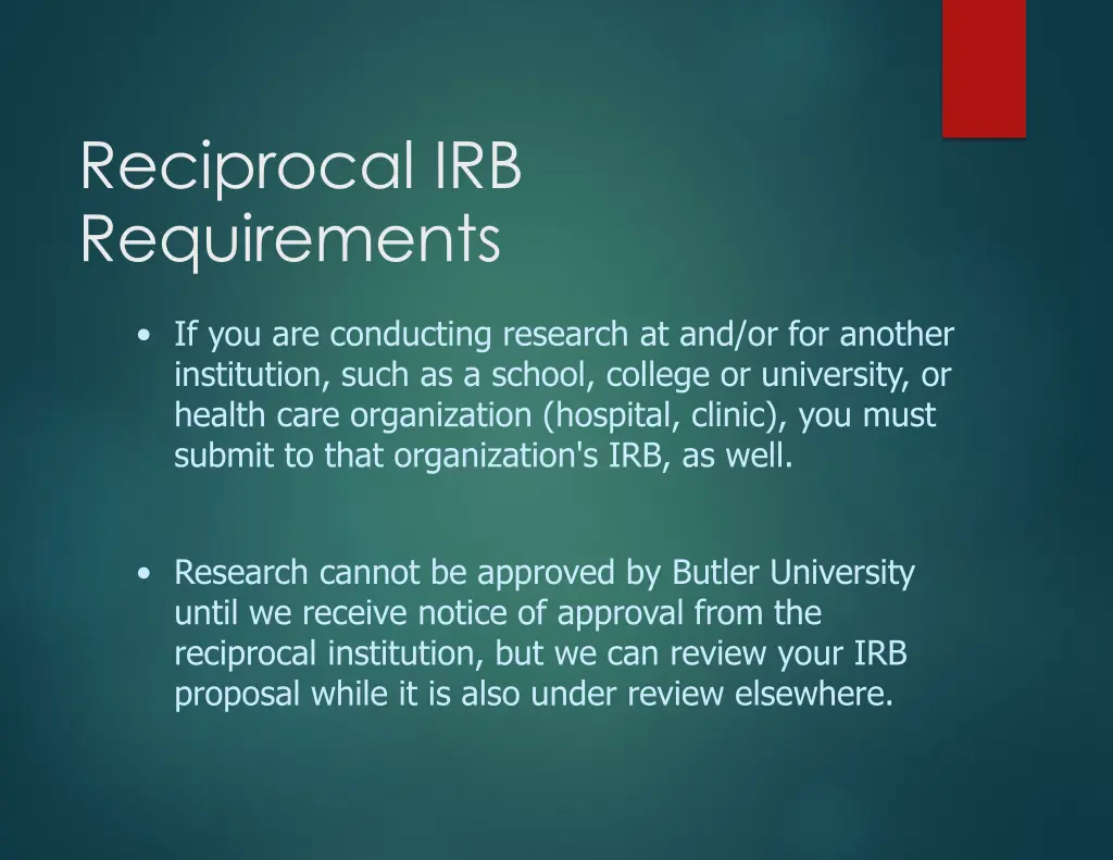reciprocal irb requirements