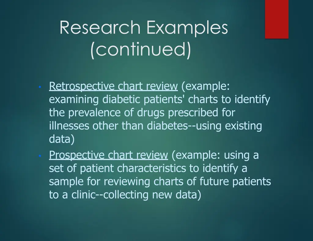 research examples continued 1