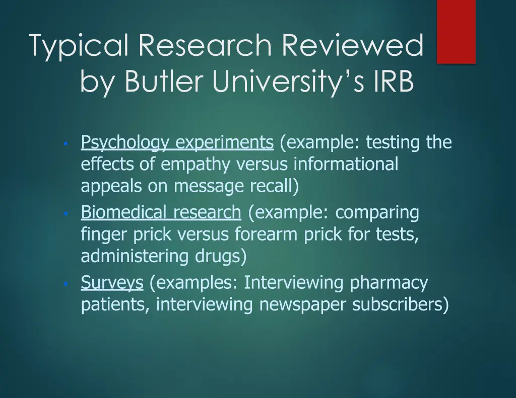 typical research reviewed by butler university