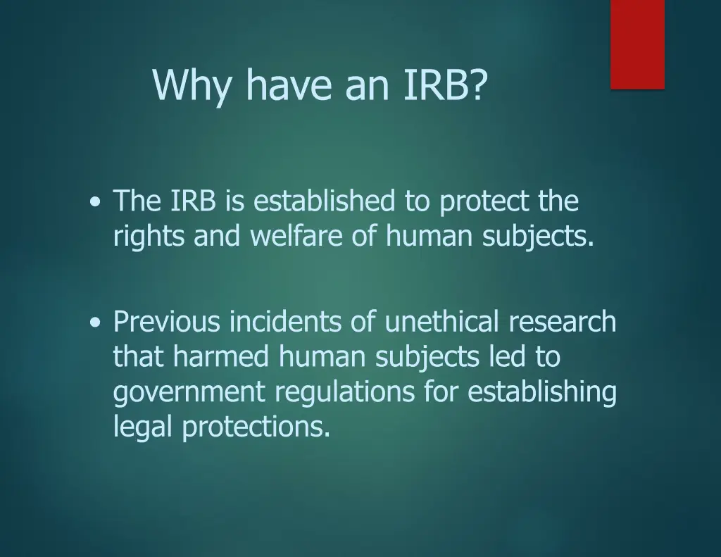 why have an irb
