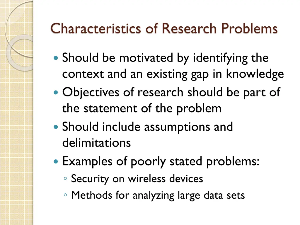 characteristics of research problems 1