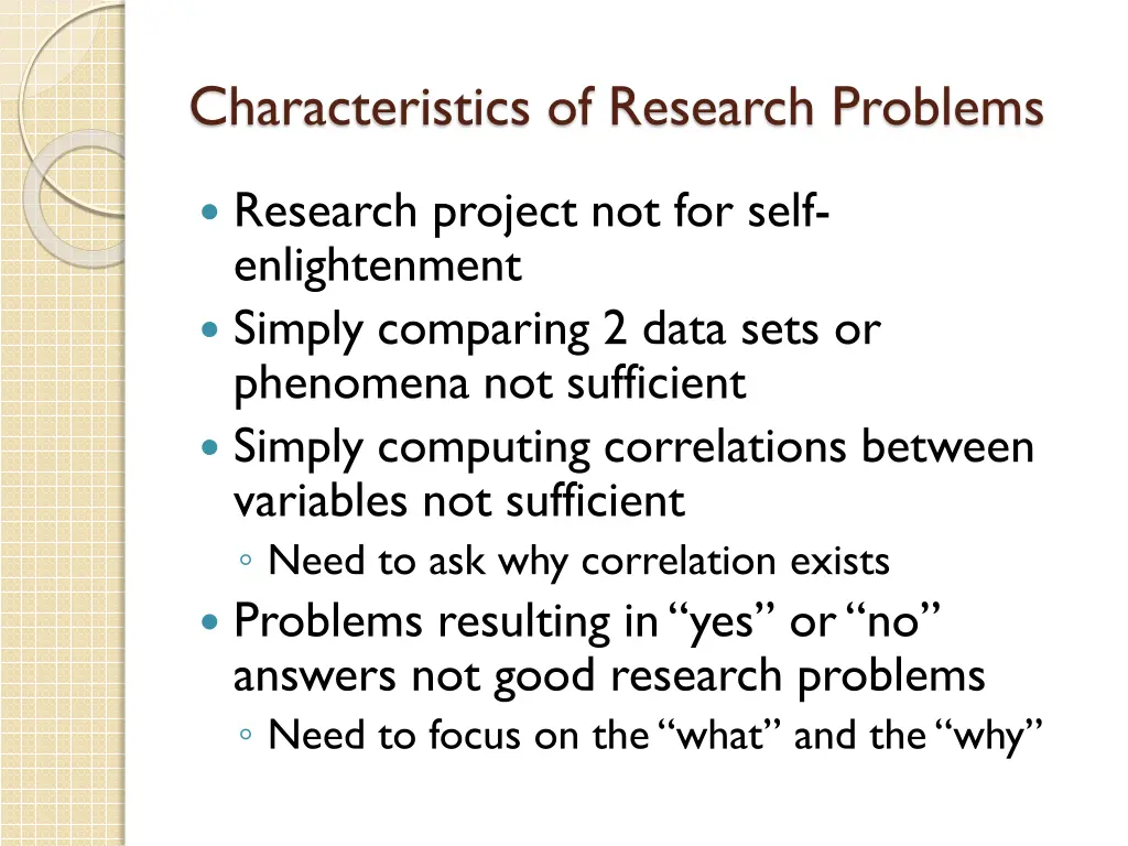 characteristics of research problems