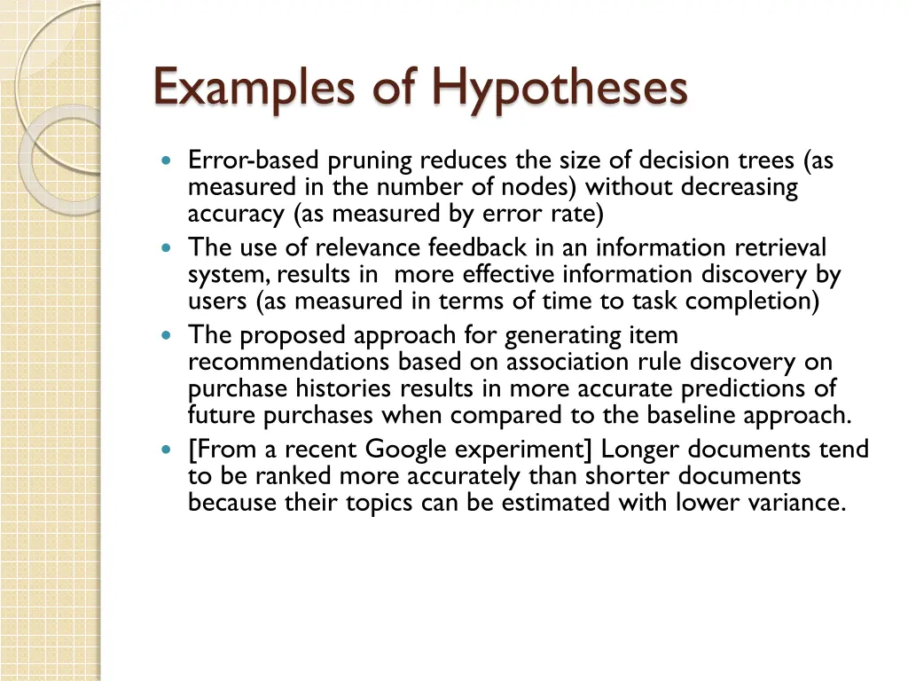 examples of hypotheses