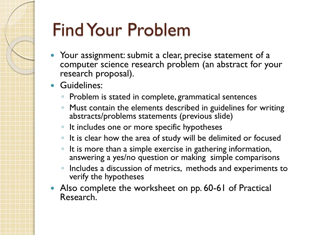 find your problem