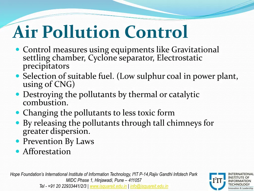 air pollution control control measures using